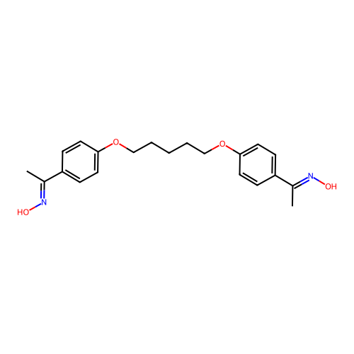 1-(4-((5-(4-(1-(Hydroxyimino)ethyl)phenoxy)pentyl)oxy)phenyl)ethanone oxime structure