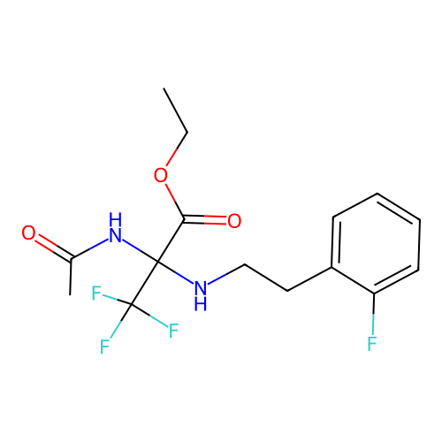 Ethyl 2-acetamido-3,3,3-trifluoro-2-[2-(2-fluorophenyl)ethylamino]propanoate structure