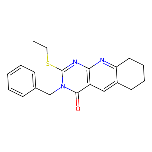3-benzyl-2-(ethylsulfanyl)-6,7,8,9-tetrahydropyrimido[4,5-b]quinolin-4(3H)-one structure