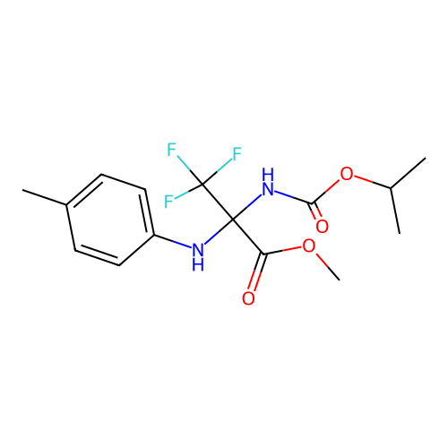 Methyl 3,3,3-trifluoro-2-((isopropoxycarbonyl)amino)-2-(p-tolylamino)propanoate structure