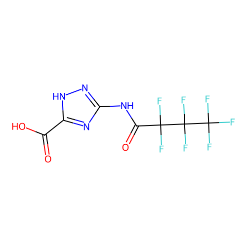 3-[(2,2,3,3,4,4,4-heptafluorobutanoyl)amino]-1H-1,2,4-triazole-5-carboxylic acid structure