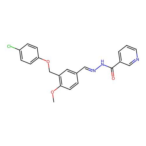 (E)-N'-(3-((4-chlorophenoxy)methyl)-4-methoxybenzylidene)nicotinohydrazide structure