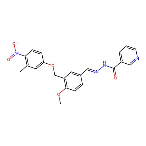 (E)-N'-(4-methoxy-3-((3-methyl-4-nitrophenoxy)methyl)benzylidene)nicotinohydrazide structure