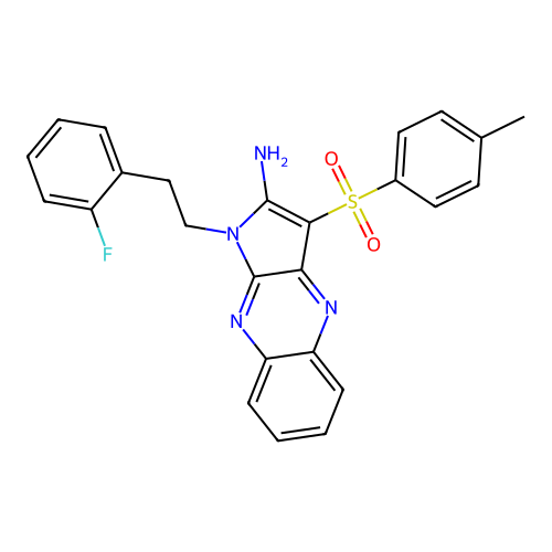 1-(2-fluorophenethyl)-3-tosyl-1H-pyrrolo[2,3-b]quinoxalin-2-amine structure