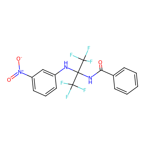 N-(1,1,1,3,3,3-hexafluoro-2-((3-nitrophenyl)amino)propan-2-yl)benzamide structure