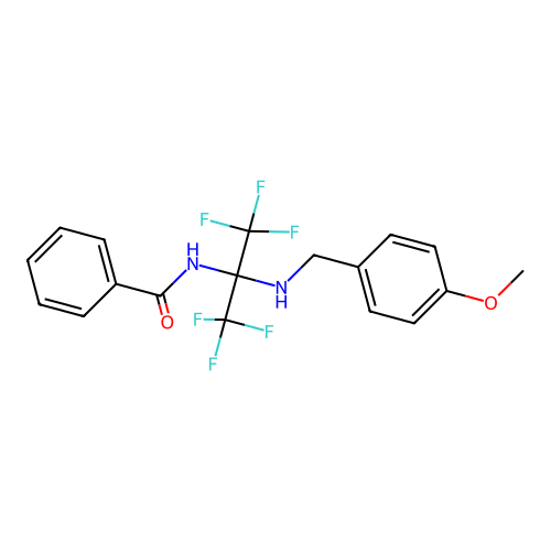N-[2,2,2-Trifluoro-1-(4-methoxy-benzylamino)-1-trifluoromethyl-ethyl]-benzamide structure