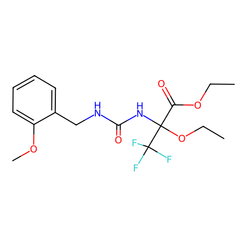 ethyl 2-ethoxy-3,3,3-trifluoro-N-[(2-methoxybenzyl)carbamoyl]alaninate structure