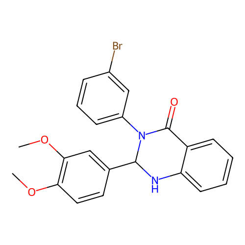 3-(3-bromophenyl)-2-(3,4-dimethoxyphenyl)-2,3-dihydroquinazolin-4(1H)-one structure