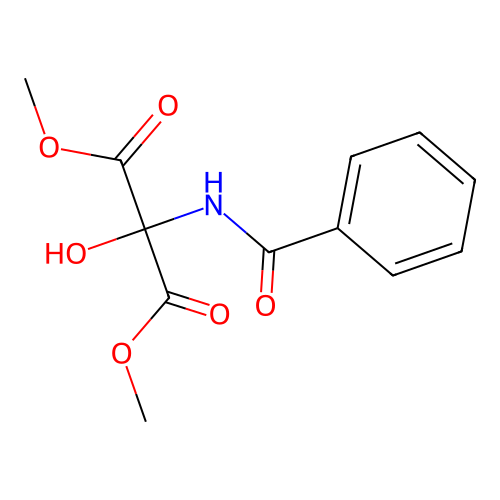 Dimethyl hydroxy[(phenylcarbonyl)amino]propanedioate structure