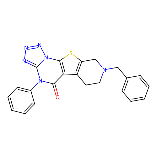 8-benzyl-4-phenyl-6,7,8,9-tetrahydropyrido[4',3':4,5]thieno[3,2-e]tetrazolo[1,5-a]pyrimidin-5(4H)-one structure