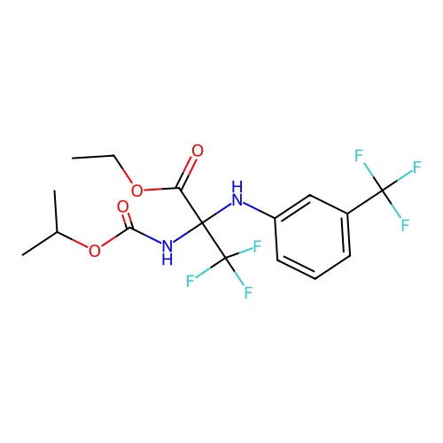 ethyl 3,3,3-trifluoro-2-((isopropoxycarbonyl)amino)-2-((3-(trifluoromethyl)phenyl)amino)propanoate structure