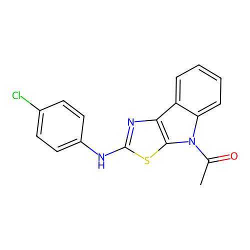 1-{2-[(4-chlorophenyl)amino]-4H-[1,3]thiazolo[5,4-b]indol-4-yl}ethanone structure
