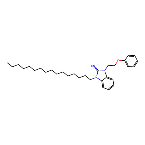 1-hexadecyl-3-(2-phenoxyethyl)-1,3-dihydro-2H-benzimidazol-2-imine structure
