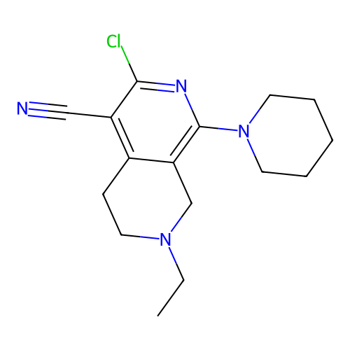 3-chloro-7-ethyl-1-(piperidin-1-yl)-5,6,7,8-tetrahydro-2,7-naphthyridine-4-carbonitrile structure