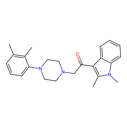1-(1,2-dimethyl-1H-indol-3-yl)-2-(4-(2,3-dimethylphenyl)piperazin-1-yl)ethanone structure