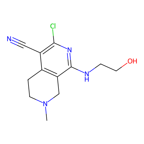 3-Chloro-1-(2-hydroxy-ethylamino)-7-methyl-5,6,7,8-tetrahydro-[2,7]naphthyridine-4-carbonitrile structure