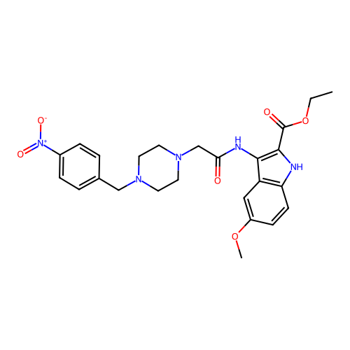 ethyl 5-methoxy-3-({[4-(4-nitrobenzyl)piperazin-1-yl]acetyl}amino)-1H-indole-2-carboxylate structure