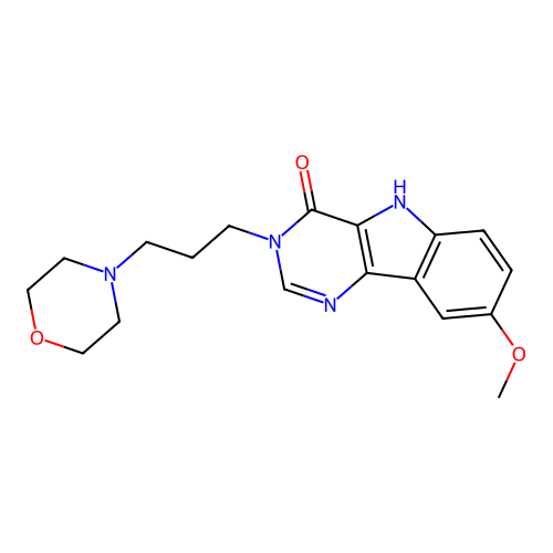 8-methoxy-3-(3-morpholin-4-ylpropyl)-5H-pyrimido[5,4-b]indol-4-one structure