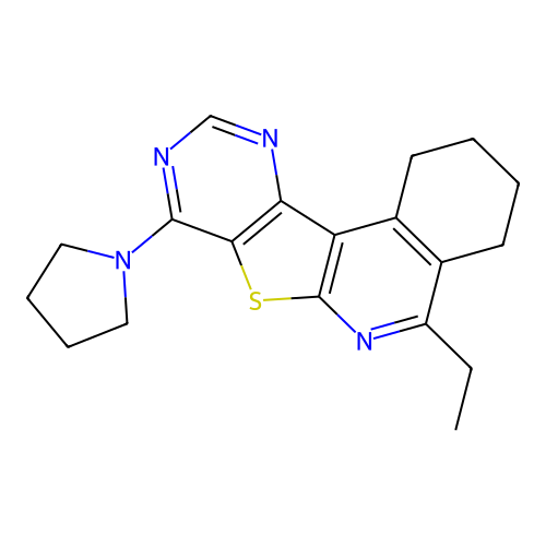 5-ethyl-8-(pyrrolidin-1-yl)-1,2,3,4-tetrahydropyrimido[4',5':4,5]thieno[2,3-c]isoquinoline structure