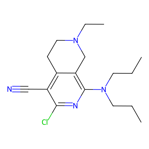 3-chloro-1-(dipropylamino)-7-ethyl-5,6,7,8-tetrahydro-2,7-naphthyridine-4-carbonitrile structure