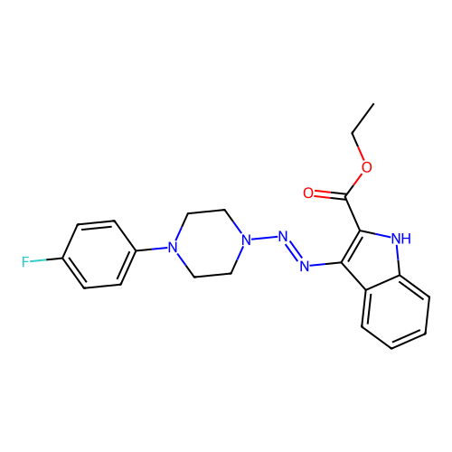 ethyl 3-{(E)-[4-(4-fluorophenyl)piperazin-1-yl]diazenyl}-1H-indole-2-carboxylate structure