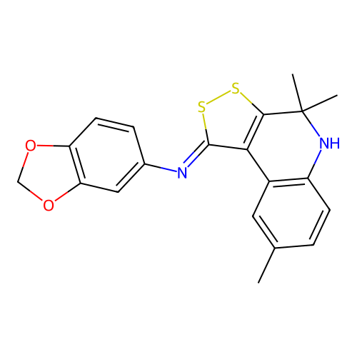 N-(1,3-benzodioxol-5-yl)-4,4,8-trimethyl-5H-dithiolo[3,4-c]quinolin-1-imine structure