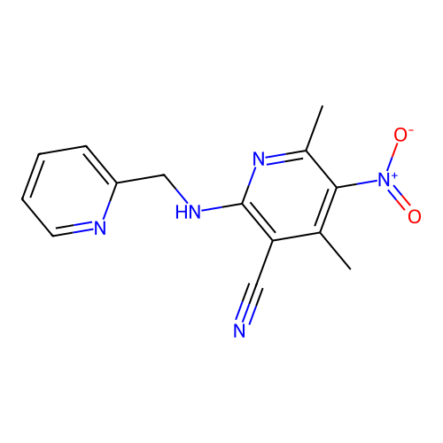 4,6-Dimethyl-5-nitro-2-((pyridin-2-ylmethyl)amino)nicotinonitrile structure