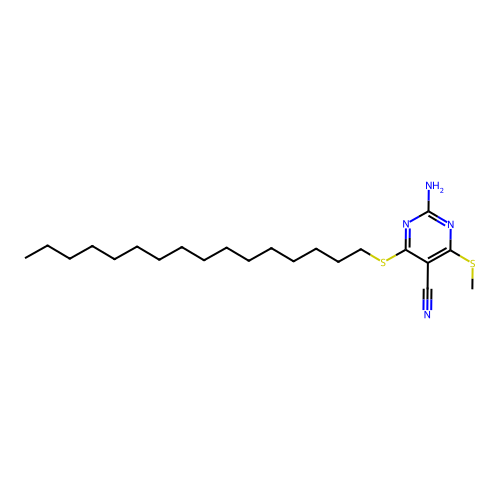 2-Amino-4-(hexadecylsulfanyl)-6-(methylsulfanyl)pyrimidine-5-carbonitrile structure