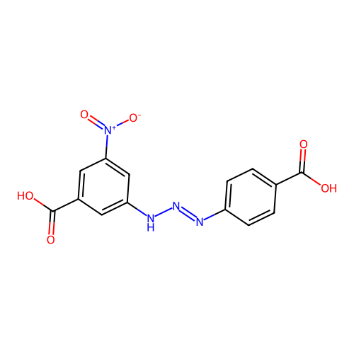 (E)-3-(3-(4-carboxyphenyl)triaz-2-en-1-yl)-5-nitrobenzoic acid structure