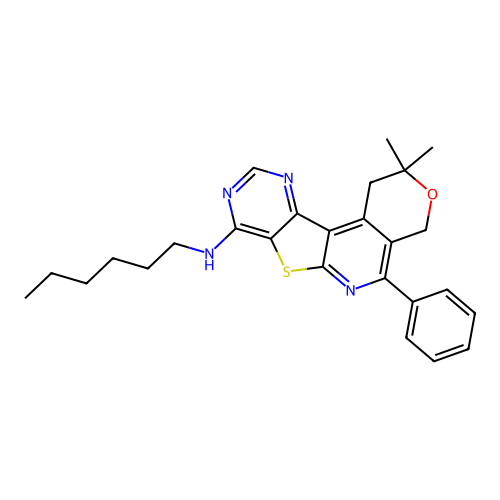 N-(2,2-DIMETHYL-5-PHENYL-1,4-DIHYDRO-2H-PYRANO[4'',3'':4',5']PYRIDO[3',2':4,5]THIENO[3,2-D]PYRIMIDIN-8-YL)-N-HEXYLAMINE structure