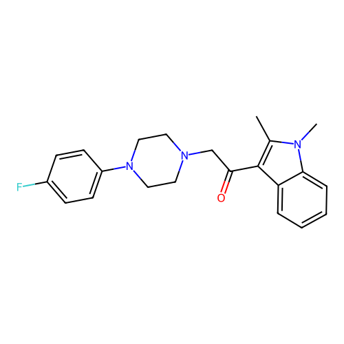 1-(1,2-dimethyl-1H-indol-3-yl)-2-(4-(4-fluorophenyl)piperazin-1-yl)ethanone structure