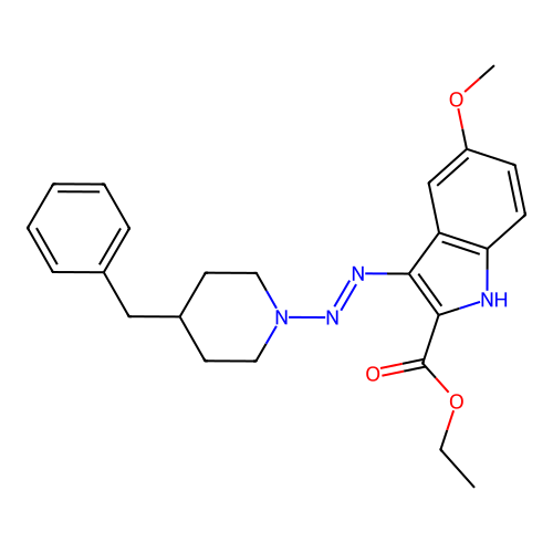 ethyl 3-[(E)-(4-benzylpiperidin-1-yl)diazenyl]-5-methoxy-1H-indole-2-carboxylate structure