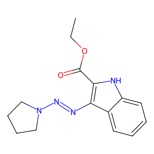 ethyl 3-[(E)-pyrrolidin-1-yldiazenyl]-1H-indole-2-carboxylate structure