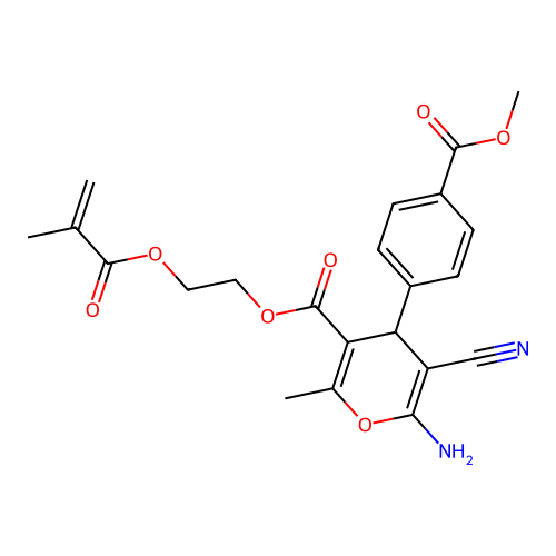 2-(2-methylprop-2-enoyloxy)ethyl 6-amino-5-cyano-4-(4-methoxycarbonylphenyl)-2-methyl-4H-pyran-3-carboxylate structure