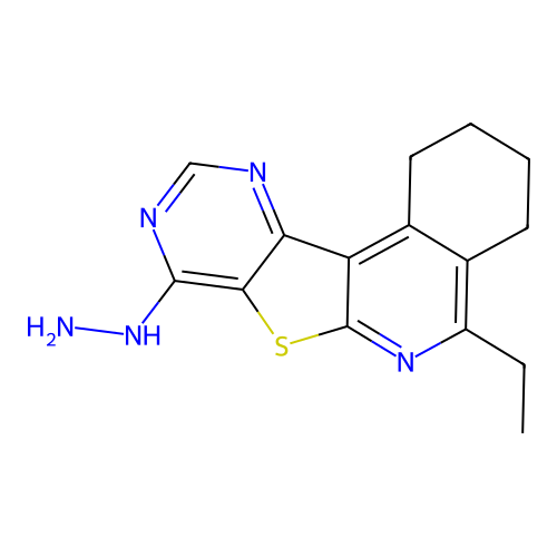 5-ethyl-8-hydrazinyl-1,2,3,4-tetrahydropyrimido[4',5':4,5]thieno[2,3-c]isoquinoline structure