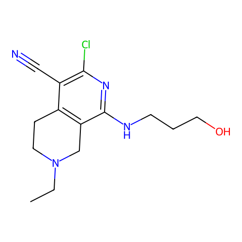 3-Chloro-7-ethyl-1-(3-hydroxy-propylamino)-5,6,7,8-tetrahydro-[2,7]naphthyridine-4-carbonitrile structure