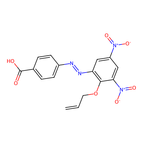 (E)-4-((2-(allyloxy)-3,5-dinitrophenyl)diazenyl)benzoic acid structure
