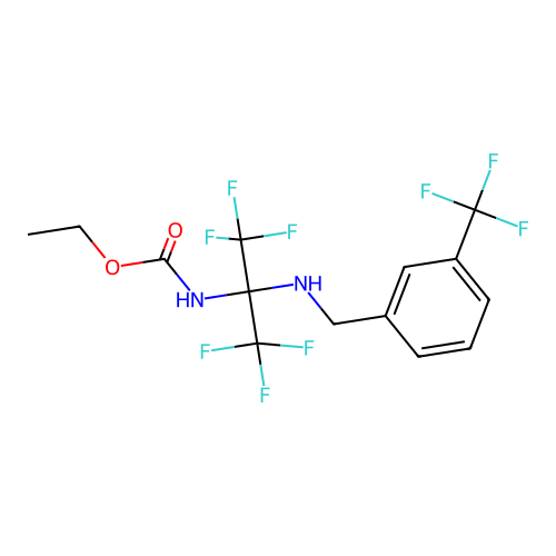 ethyl (1,1,1,3,3,3-hexafluoro-2-((3-(trifluoromethyl)benzyl)amino)propan-2-yl)carbamate structure