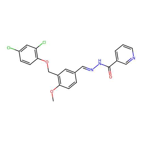 (E)-N'-(3-((2,4-dichlorophenoxy)methyl)-4-methoxybenzylidene)nicotinohydrazide structure