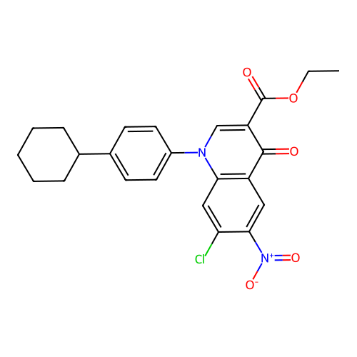 ethyl 7-chloro-1-(4-cyclohexylphenyl)-6-nitro-4-oxo-1,4-dihydroquinoline-3-carboxylate structure