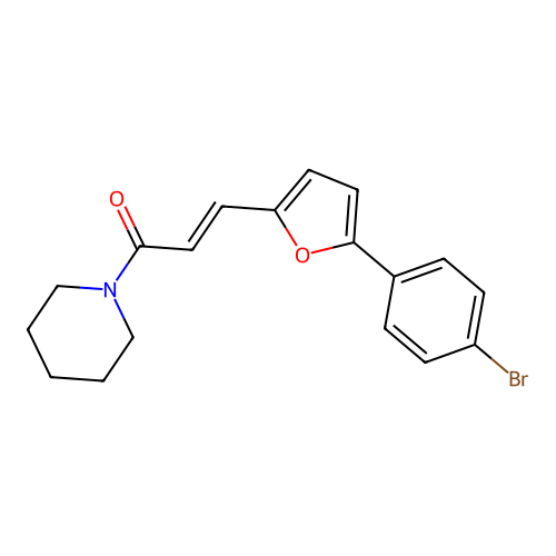 (2E)-3-[5-(4-bromophenyl)furan-2-yl]-1-(piperidin-1-yl)prop-2-en-1-one structure