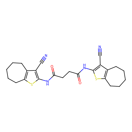 N,N'-bis(3-cyano-5,6,7,8-tetrahydro-4H-cyclohepta[b]thiophen-2-yl)butanediamide structure