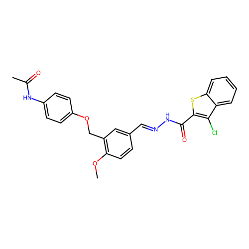 (E)-N-(4-((5-((2-(3-chlorobenzo[b]thiophene-2-carbonyl)hydrazono)methyl)-2-methoxybenzyl)oxy)phenyl)acetamide structure