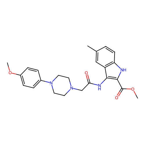 Methyl 3-[[2-[4-(4-methoxyphenyl)piperazin-1-yl]acetyl]amino]-5-methyl-1H-indole-2-carboxylate structure