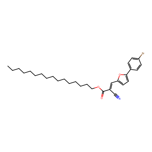 hexadecyl (2E)-3-[5-(4-bromophenyl)furan-2-yl]-2-cyanoprop-2-enoate structure