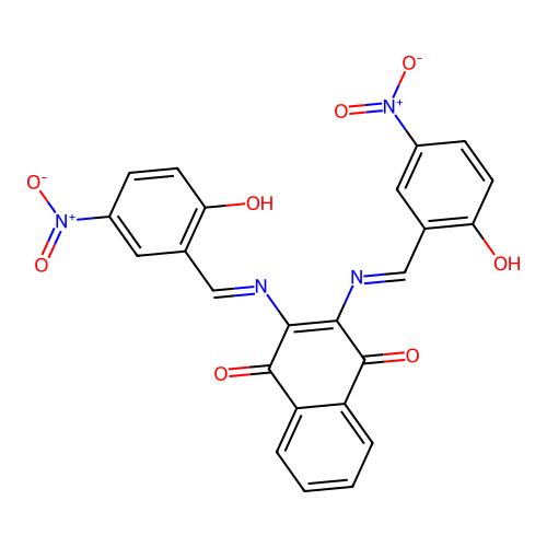 2,3-bis{[(E)-(2-hydroxy-5-nitrophenyl)methylidene]amino}naphthalene-1,4-dione structure
