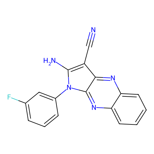 2-amino-1-(3-fluorophenyl)-1H-pyrrolo[2,3-b]quinoxaline-3-carbonitrile structure