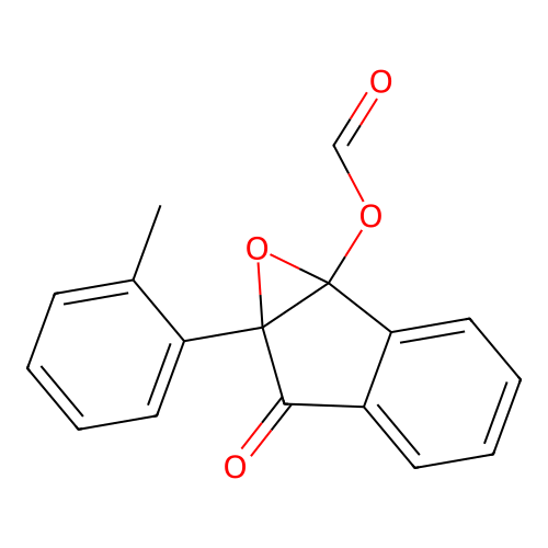 6-oxo-6a-(o-tolyl)-6,6a-dihydro-1aH-indeno[1,2-b]oxiren-1a-yl formate structure