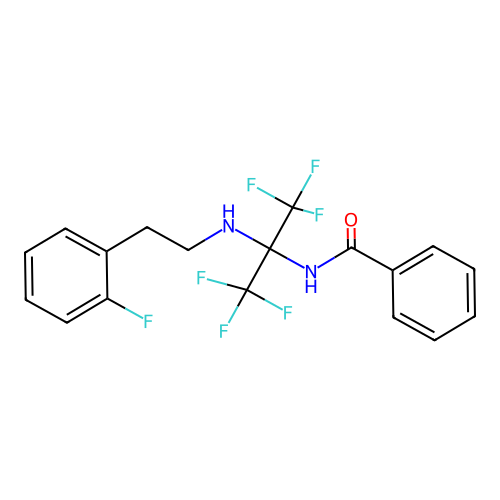 N-(1,1,1,3,3,3-hexafluoro-2-{[2-(2-fluorophenyl)ethyl]amino}propan-2-yl)benzamide structure