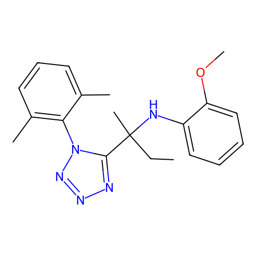N-{2-[1-(2,6-dimethylphenyl)-1H-tetrazol-5-yl]butan-2-yl}-2-methoxyaniline structure